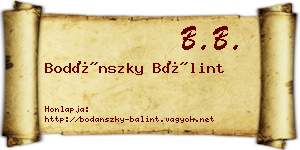 Bodánszky Bálint névjegykártya
